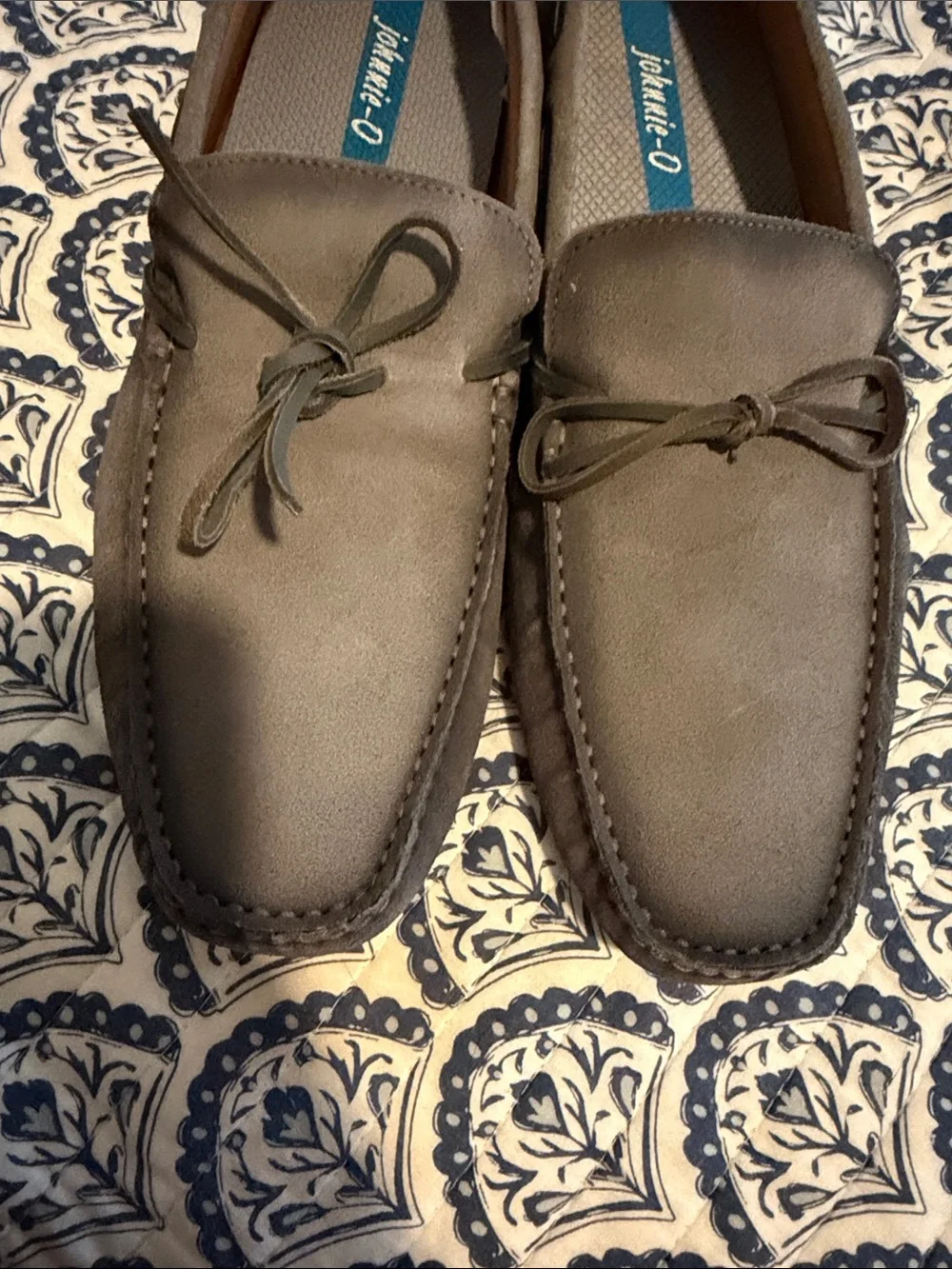 Johnnie-O Men's Suede Driving Loafers in grey. 11.5